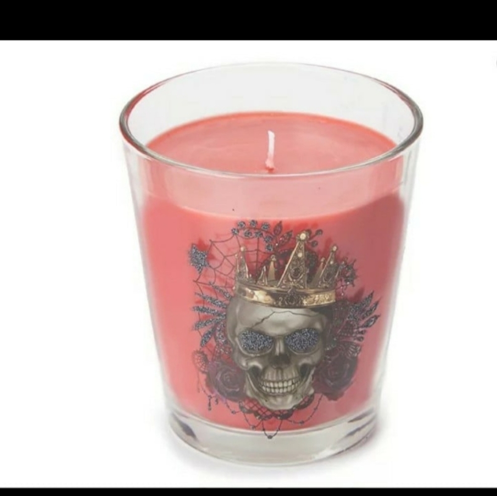 Blood Orange Skull Glass Candle